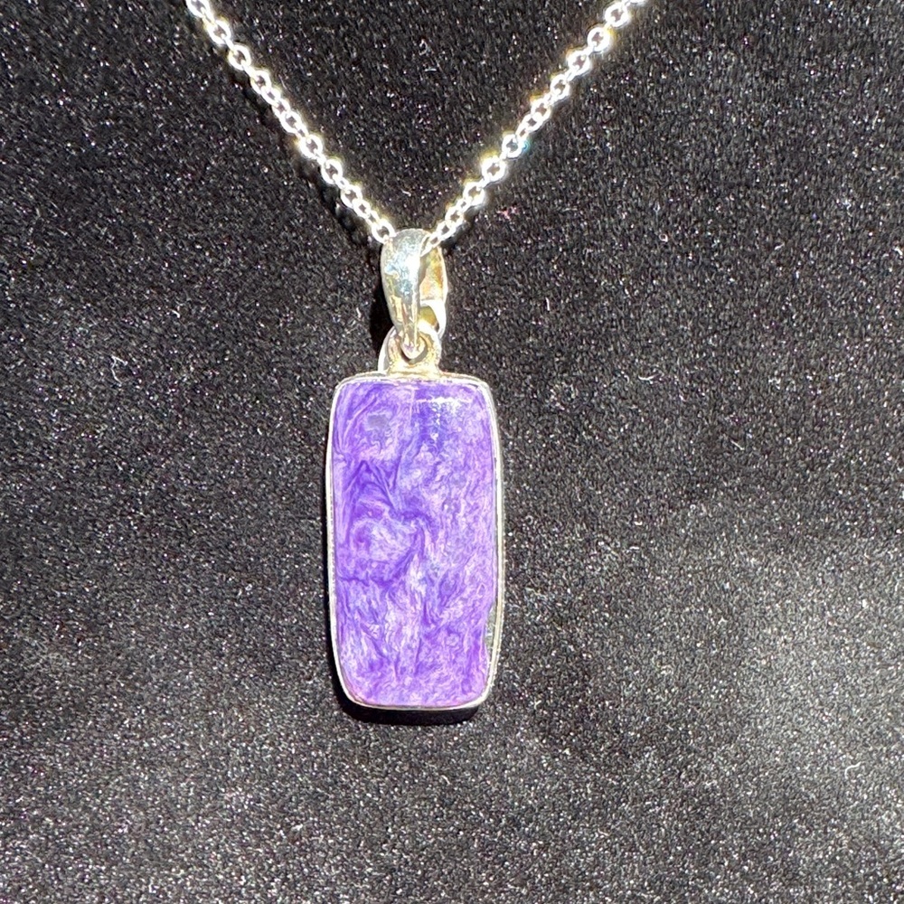 Elegant 925 silver Charoite Pendant - Picture 2 of 5